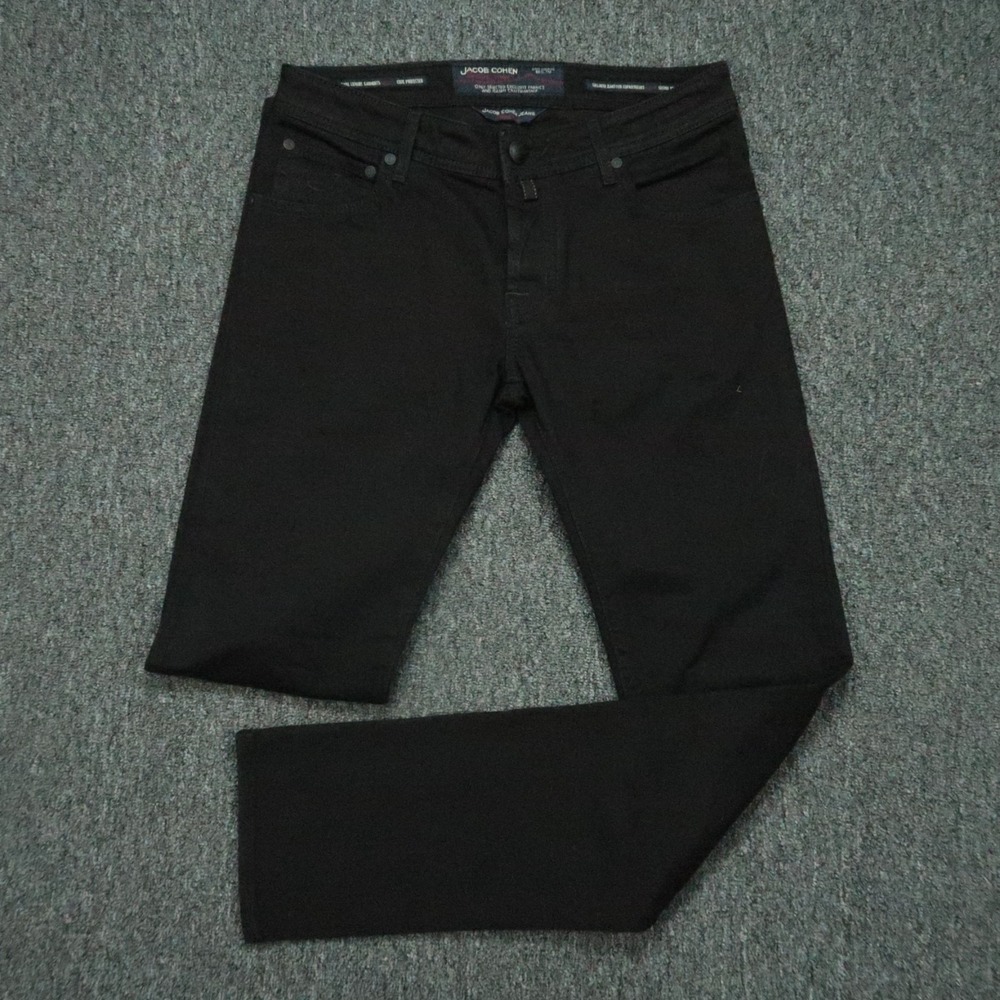 Jacob Cohen‎ Jeans Men 31x34 Black 5 Pocket Straight Luxury 622.C Button Fly
